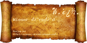 Wieser Árpád névjegykártya